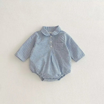 Baby Romper mit Kragen aus Baumwolle – Karomuster