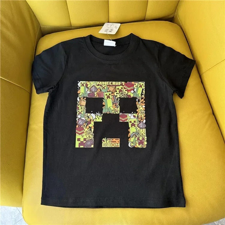 Minecraft T-Shirt für Kinder – Kurzarm Shirt aus Baumwolle mit Kult-Motiven