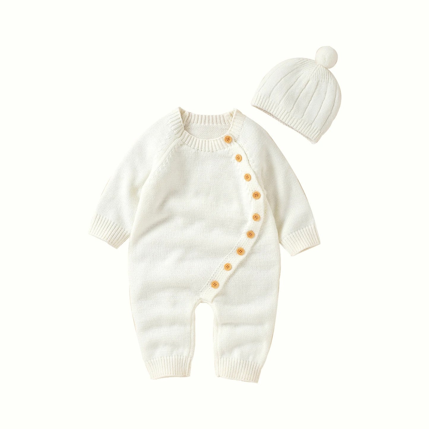 Baby Strick-Overall mit Mütze – weich, wärmend & stilvoll