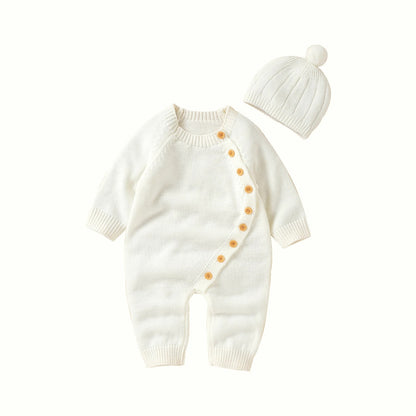 Baby Strick-Overall mit Mütze – weich, wärmend & stilvoll