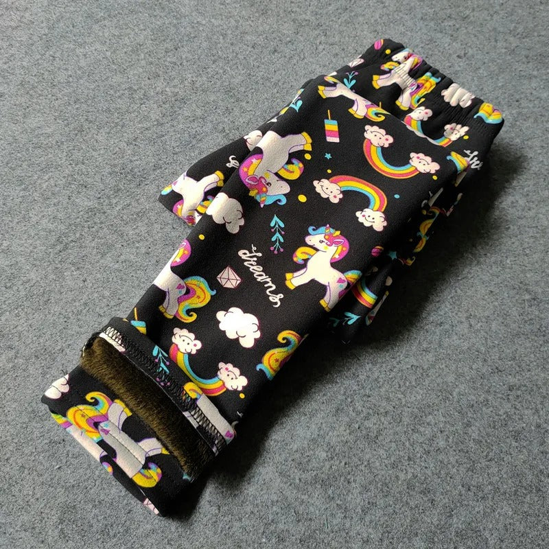 Gefütterte Mädchen-Leggings mit Winterfleece
