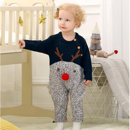 Baby-Strickoverall mit Weihnachtsmotiv & Mütze