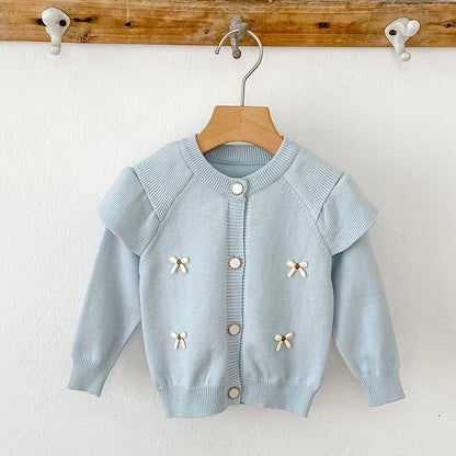 Kinder Strickjacke mit Schleifen – weicher Cardigan für Mädchen
