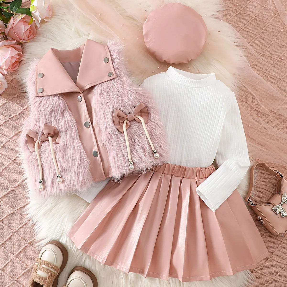 Stylisches Herbst- & Winter-Outfit mit Kunstleder-Rock & Kuschelweste