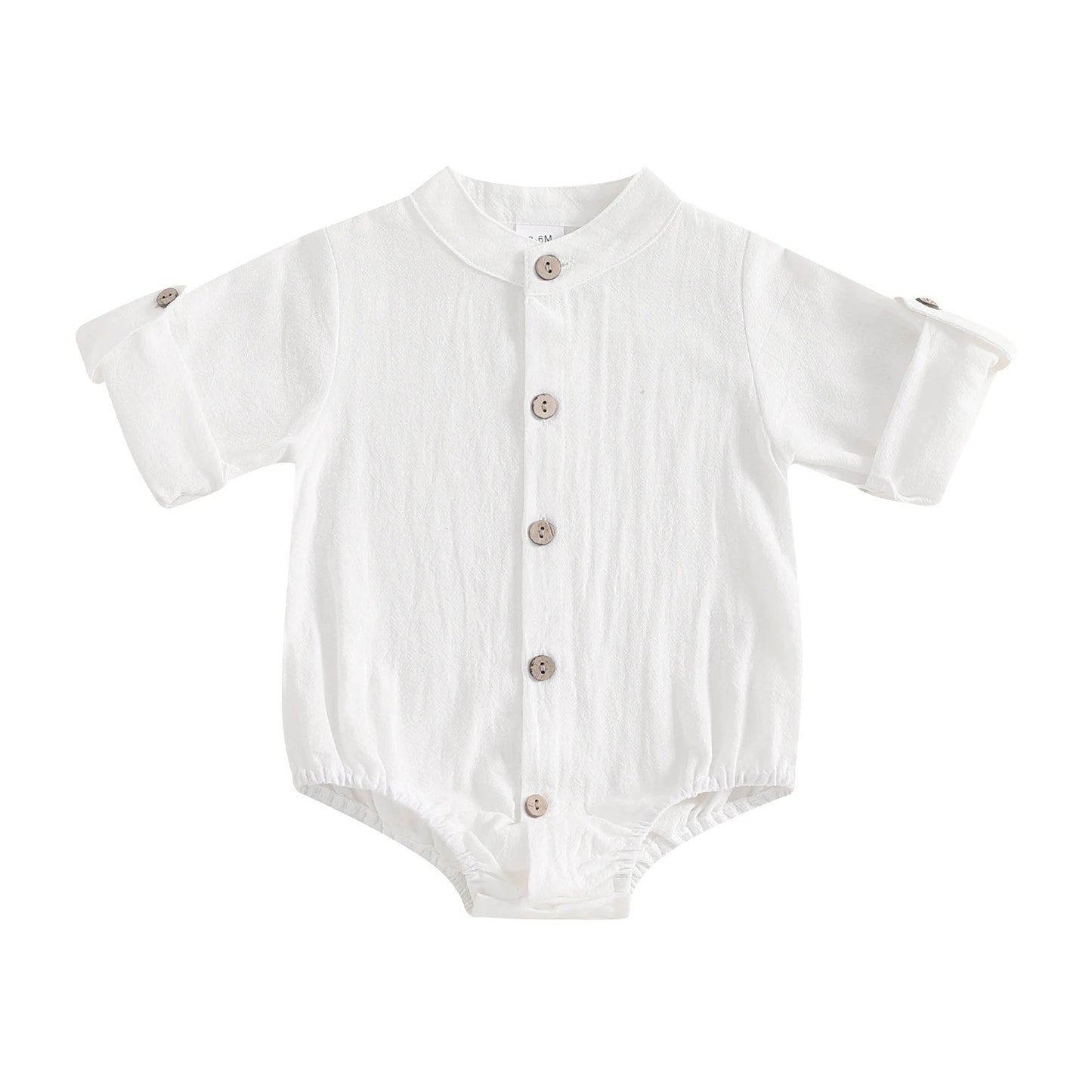 Minimalistischer Baby-Body mit Holzknöpfen – Langarm Body für Jungen (Größe 50–86)