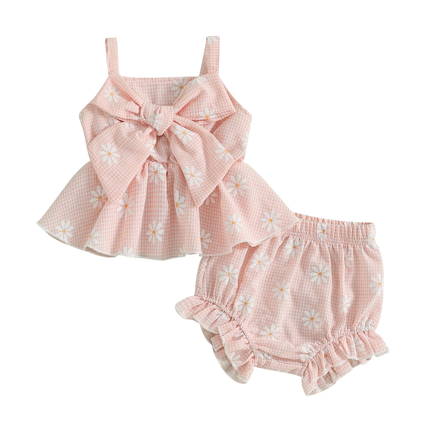 Baby Mädchen Zweiteiler mit Schleife & Rüschen