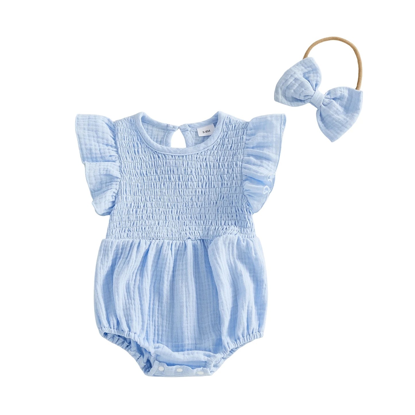 Baby Musselin Body mit Rüschen & Haarband – luftiges Sommeroutfit für Mädchen
