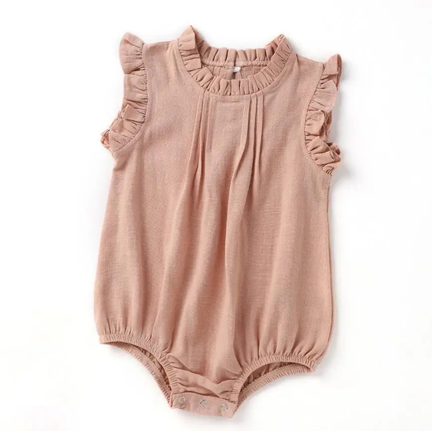 Baby Body mit Rüschenkragen – ärmelloser Einteiler für Mädchen