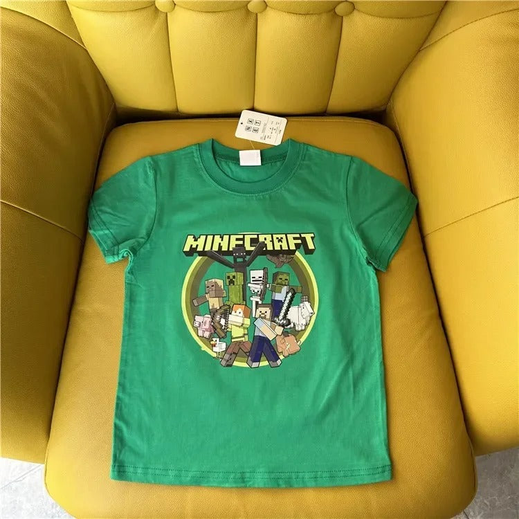Minecraft T-Shirt für Kinder – Kurzarm Shirt aus Baumwolle mit Kult-Motiven