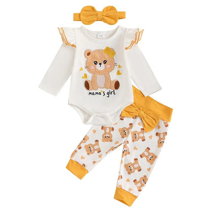 Baby Mädchen Outfit „Mama’s Girl“ mit Teddybär-Motiv – 3 Designs