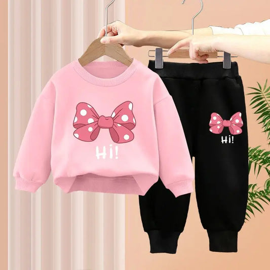 Kuschelweiches Kinder-Sweatshirt-Set mit Schleifenmotiv