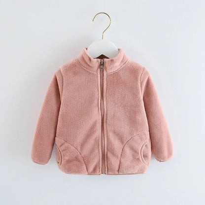 Einfarbige Fleecejacke für Jungen & Mädchen ohne Kapuze