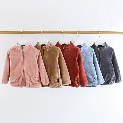 Einfarbige Fleecejacke für Jungen & Mädchen ohne Kapuze