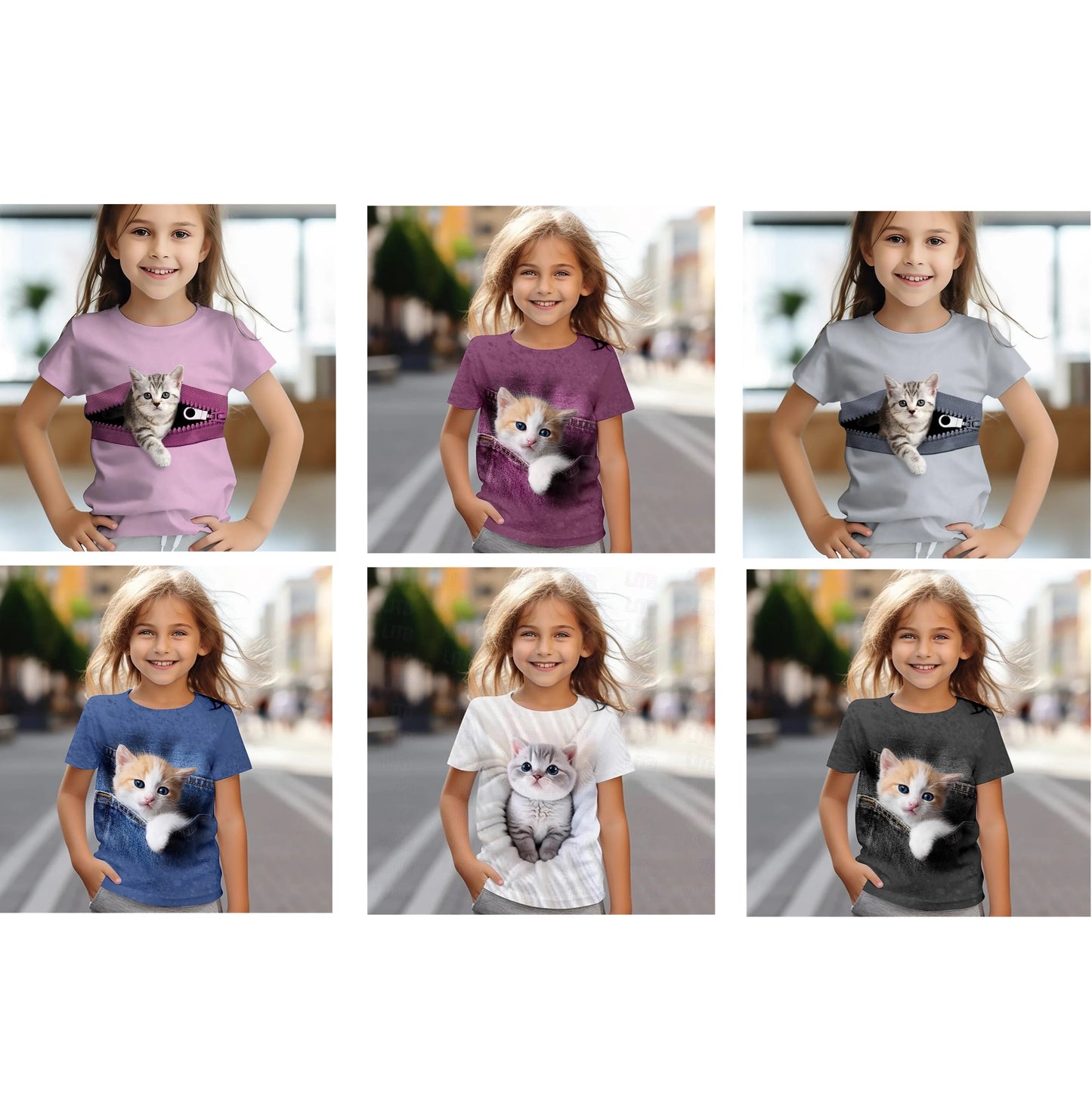 Kinder T-Shirts mit niedlichem Katzenmotiv