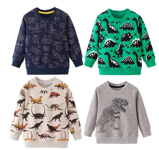 Kinder-Sweatshirts mit Dinosaurier-Designs