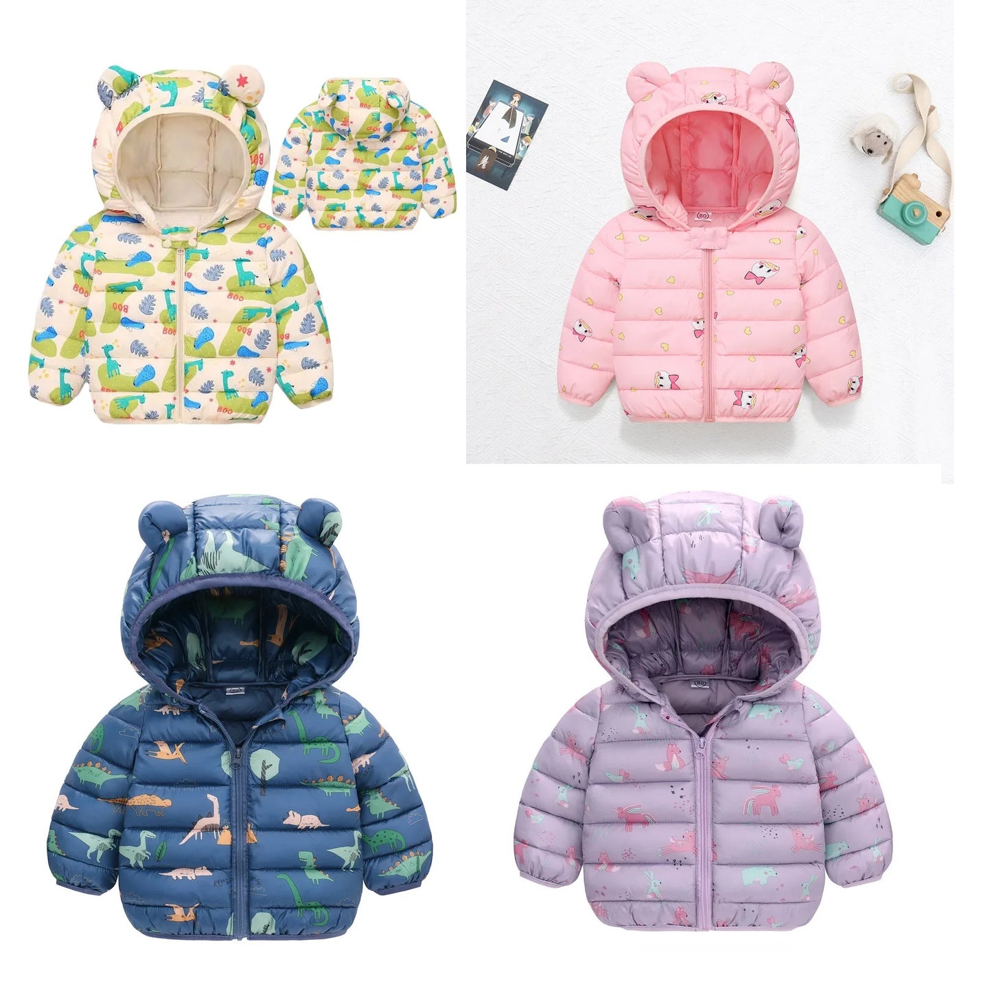 Kinder Winterjacke mit Kapuze und niedlichen Ohren