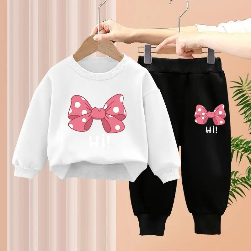 Kuschelweiches Kinder-Sweatshirt-Set mit Schleifenmotiv