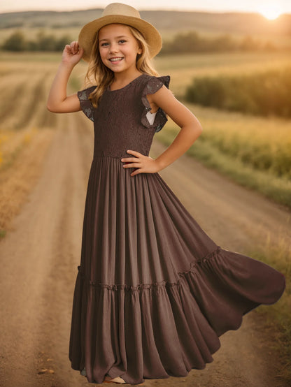 Langes Sommerkleid für Mädchen in zarten Farben