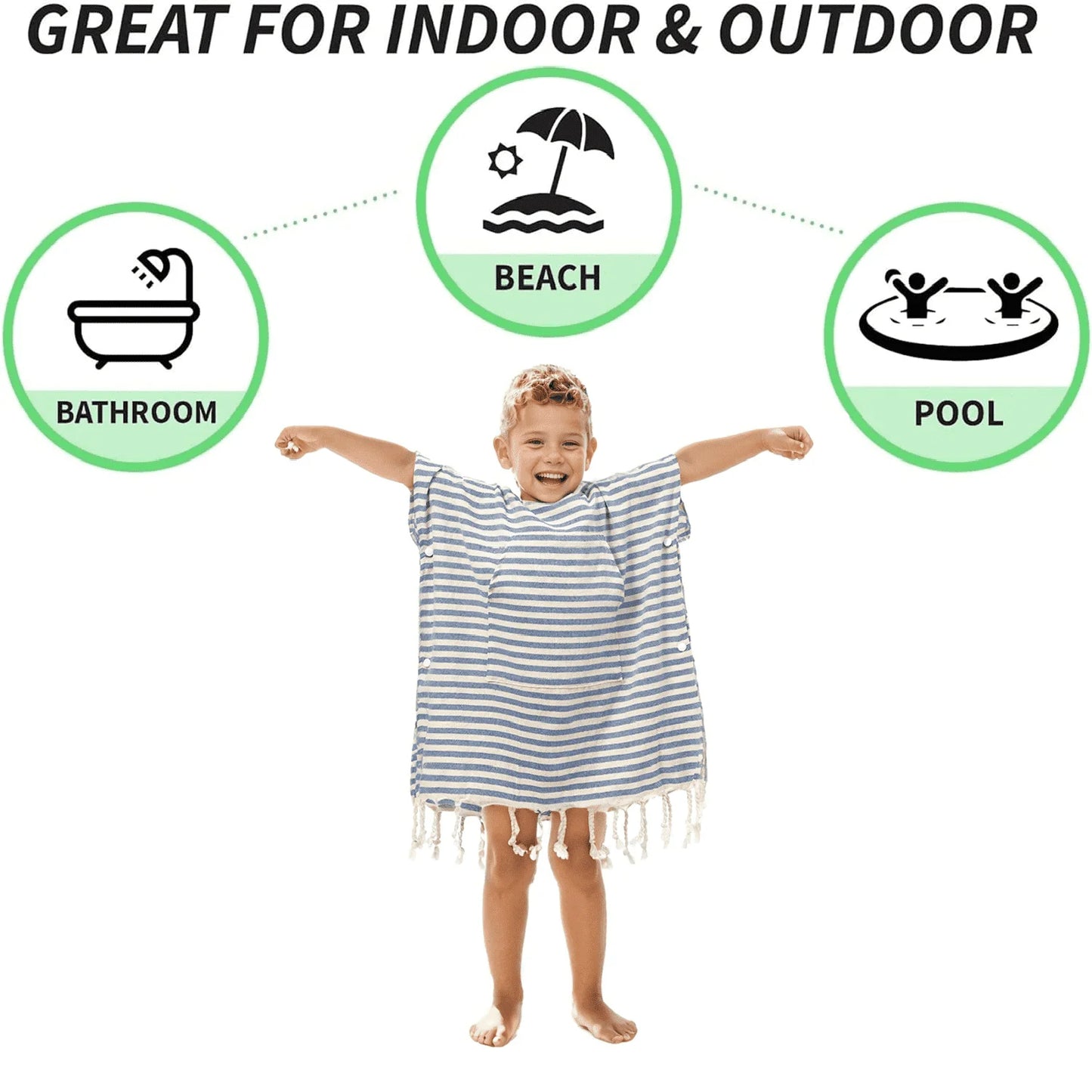 Kuscheliger Kinder-Poncho aus 100% Baumwolle