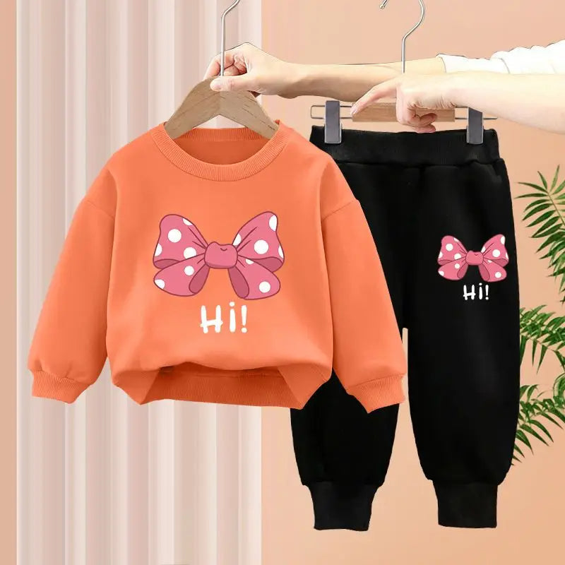 Kuschelweiches Kinder-Sweatshirt-Set mit Schleifenmotiv