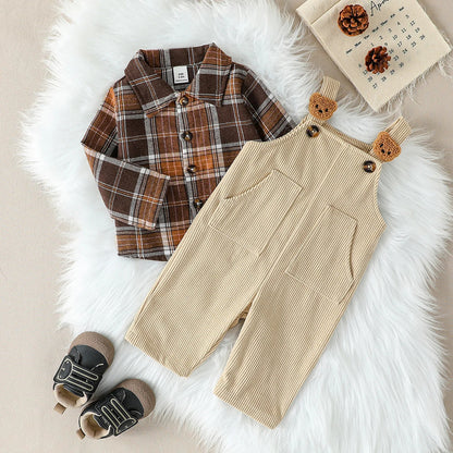 2-teiliges Jungen-Outfit mit Karohemd & Latzhose